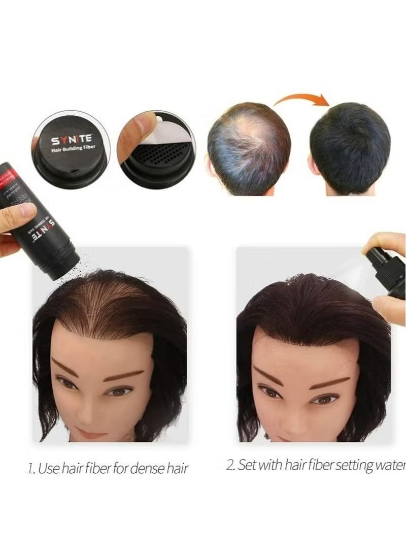 SYNITE Hair Building Fibers for Thinning Hair (Dark Brown) | Hair Powder for Thinning Hair & Bald spots 27.5g Bottle | Fuller Hair Look Thicker in Seconds - Image 2